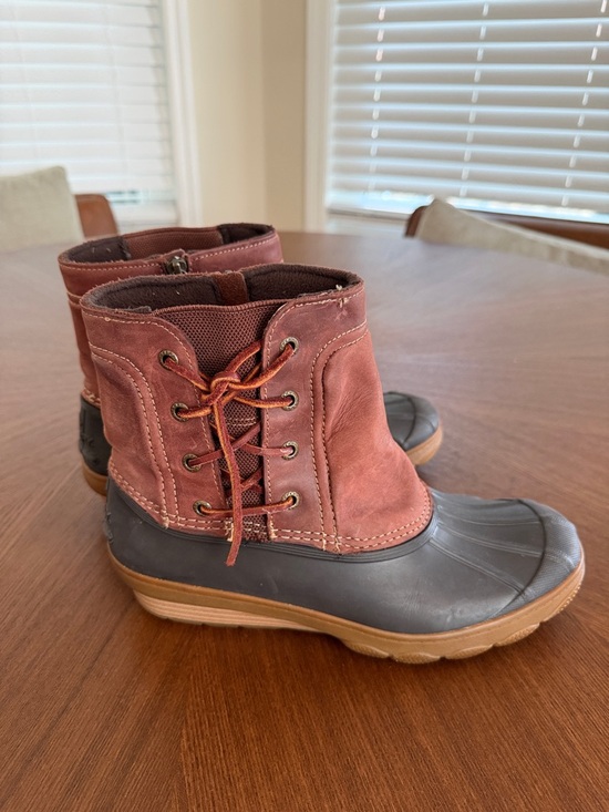 Sperry Shoes - Sperry Brown Leather Upper and Black Rubber Duck Boots